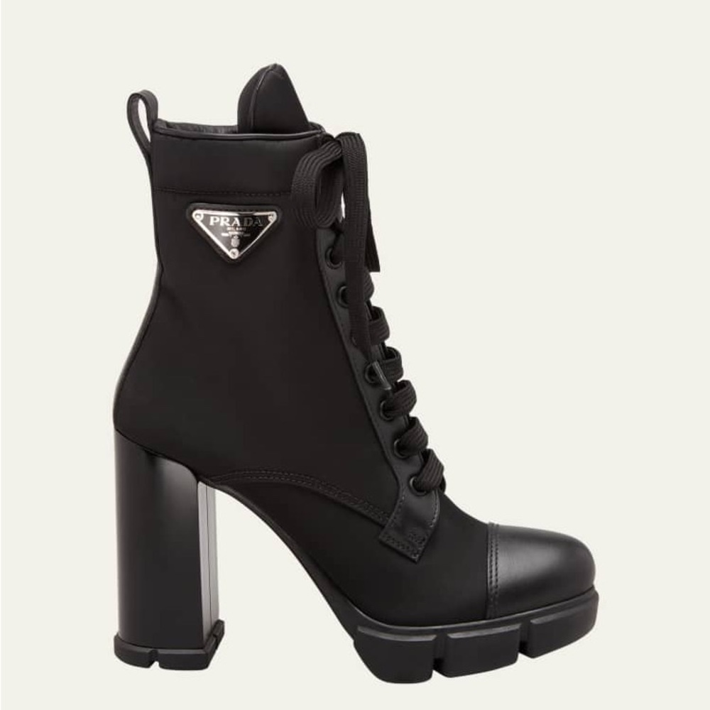PRADA Nylon Lace-Up Ankle Booties